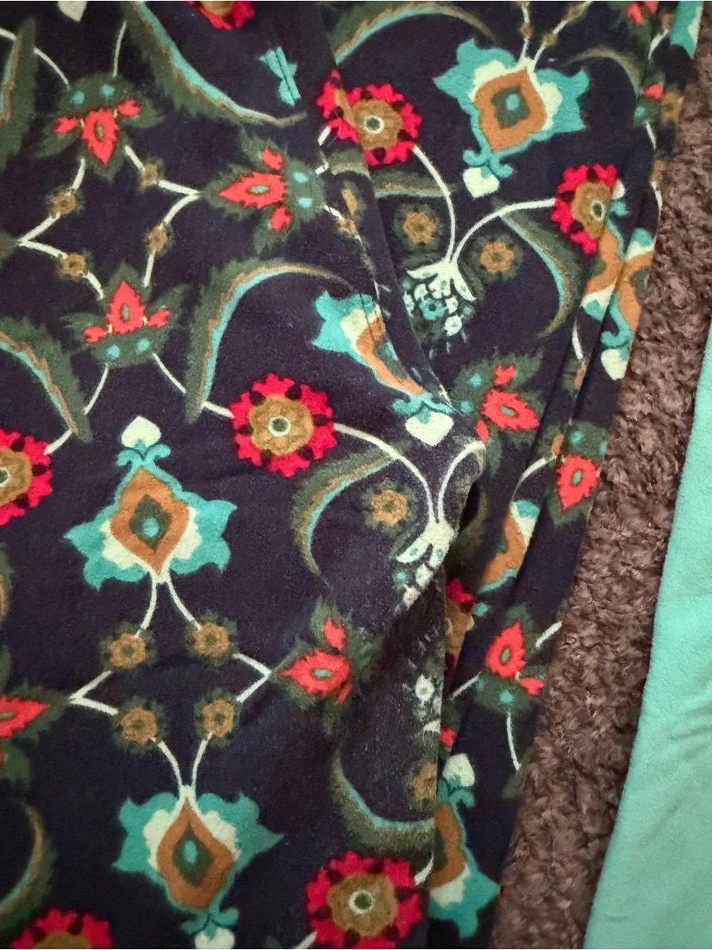LN Women’s OS Turquoise Green Matching Print Leggings - Comfortable Everyday